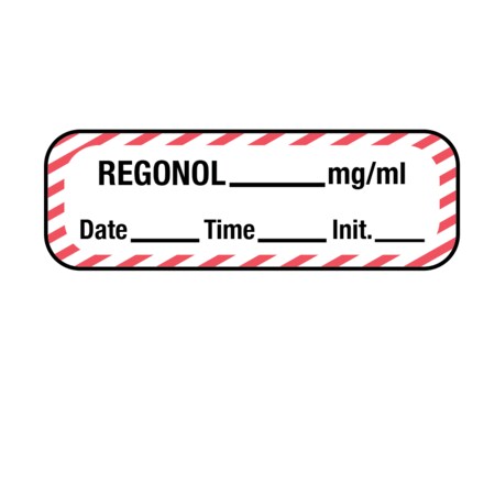 Nevs Label, Regonol 1/2" x 1-1/2" White w/Red stripes & Black LANT-1662D